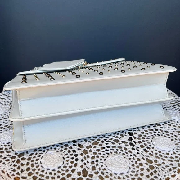 •••SOLD•••Retailed $3550 Versace Calfskin Studded DV Satchel White Bag - Picture 9 of 17